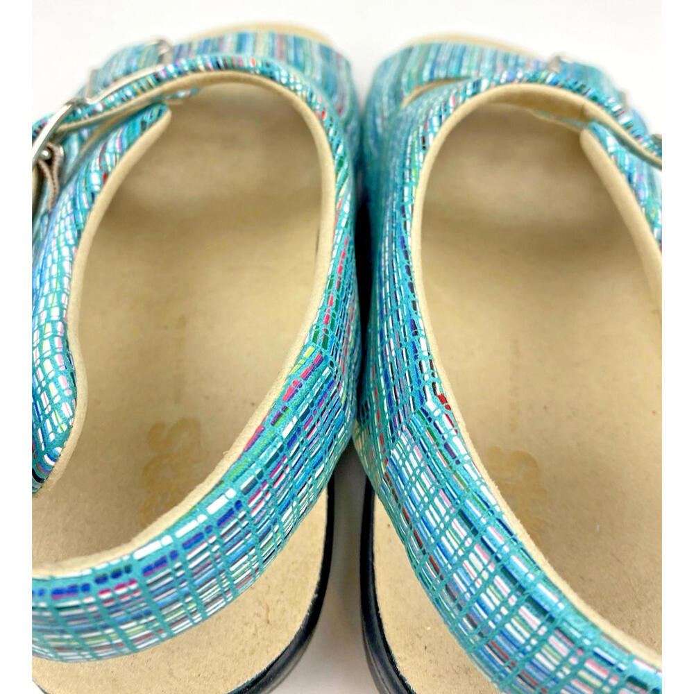 SAS Relaxed Sandal Rainbow Teal Slingback Summer 6 1/2 M Comfort Shoes USA EUC - Picture 11 of 11